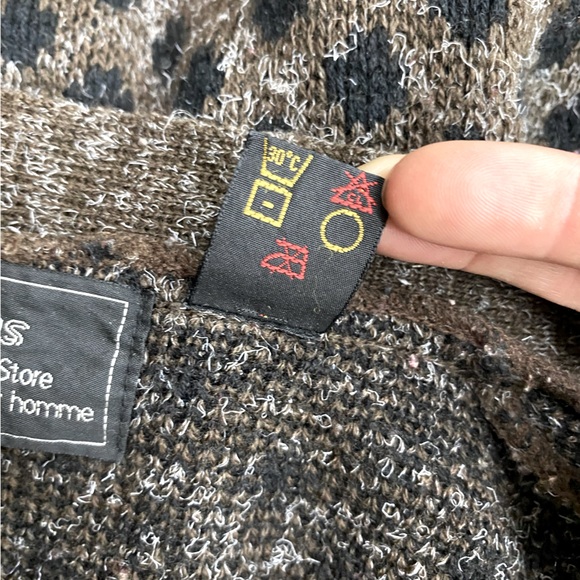 Vintage Sears The Men’s Store Brown Black White Striped Knit Button Up Cardigan - Picture 4 of 16